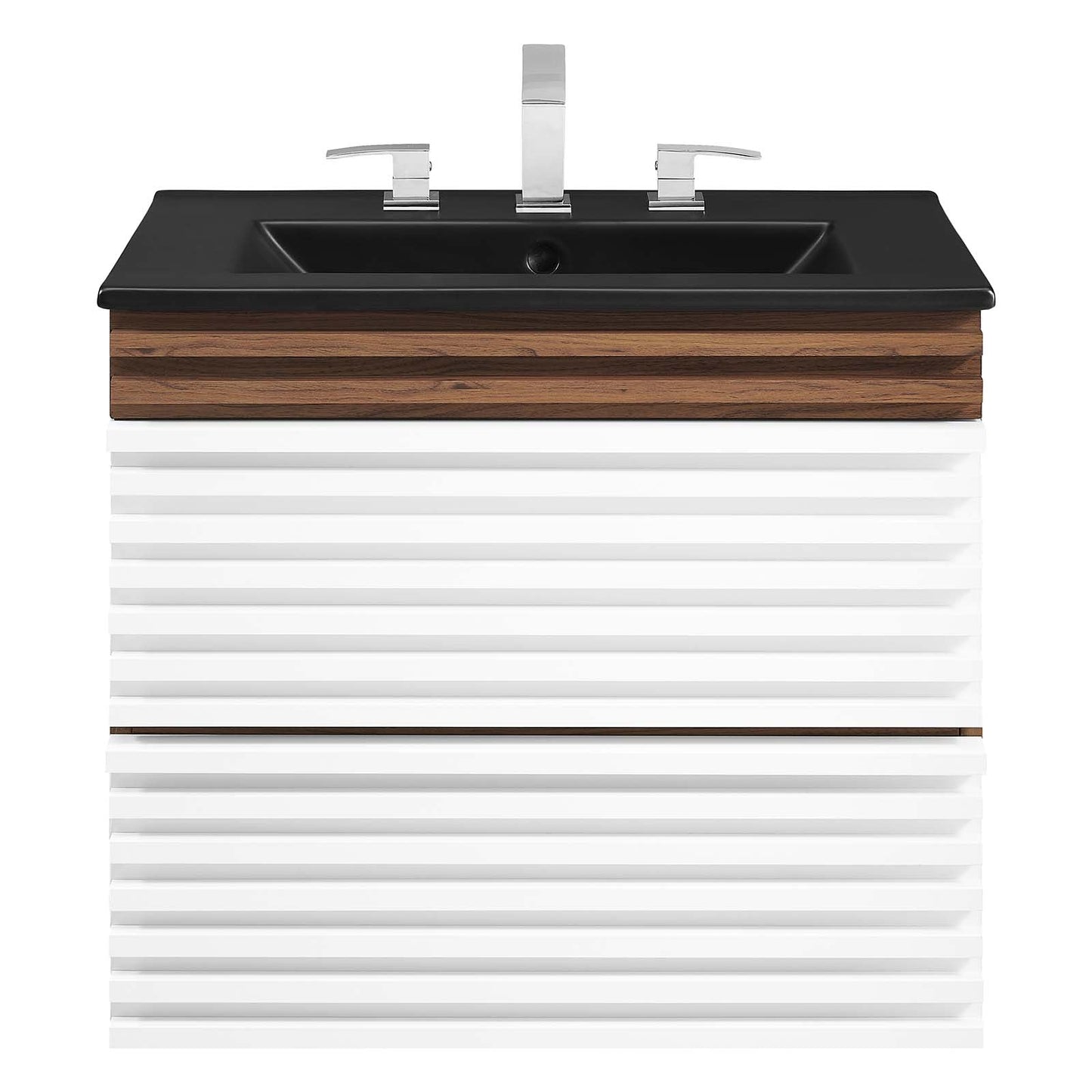 Render 24" Wall-Mount Bathroom Vanity White Walnut Black EEI-5364-WHI-WAL-BLK