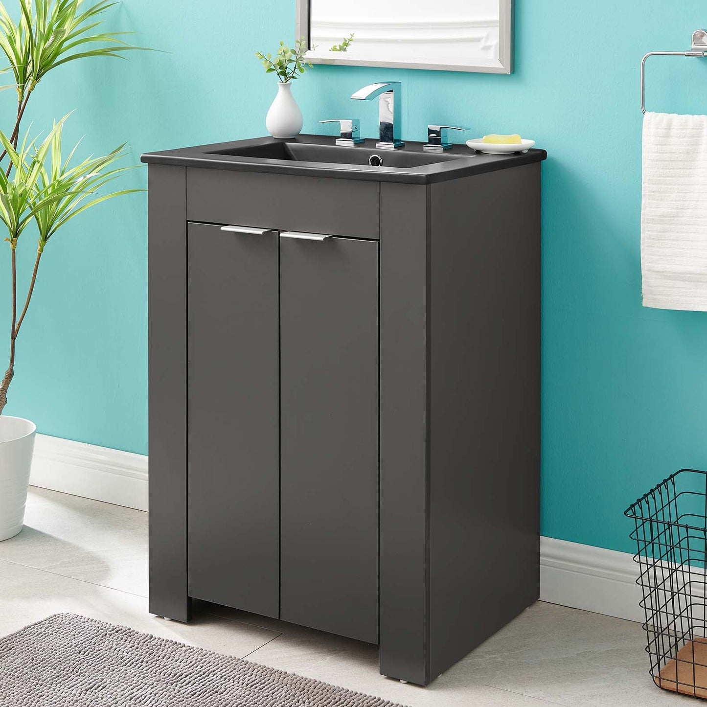 Maybelle 24" Bathroom Vanity Gray Black EEI-5366-GRY-BLK