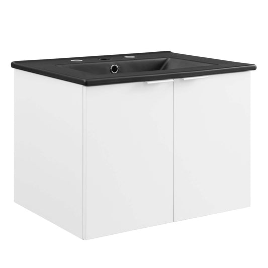 Maybelle 24" Wall-Mount Bathroom Vanity White Black EEI-5370-WHI-BLK