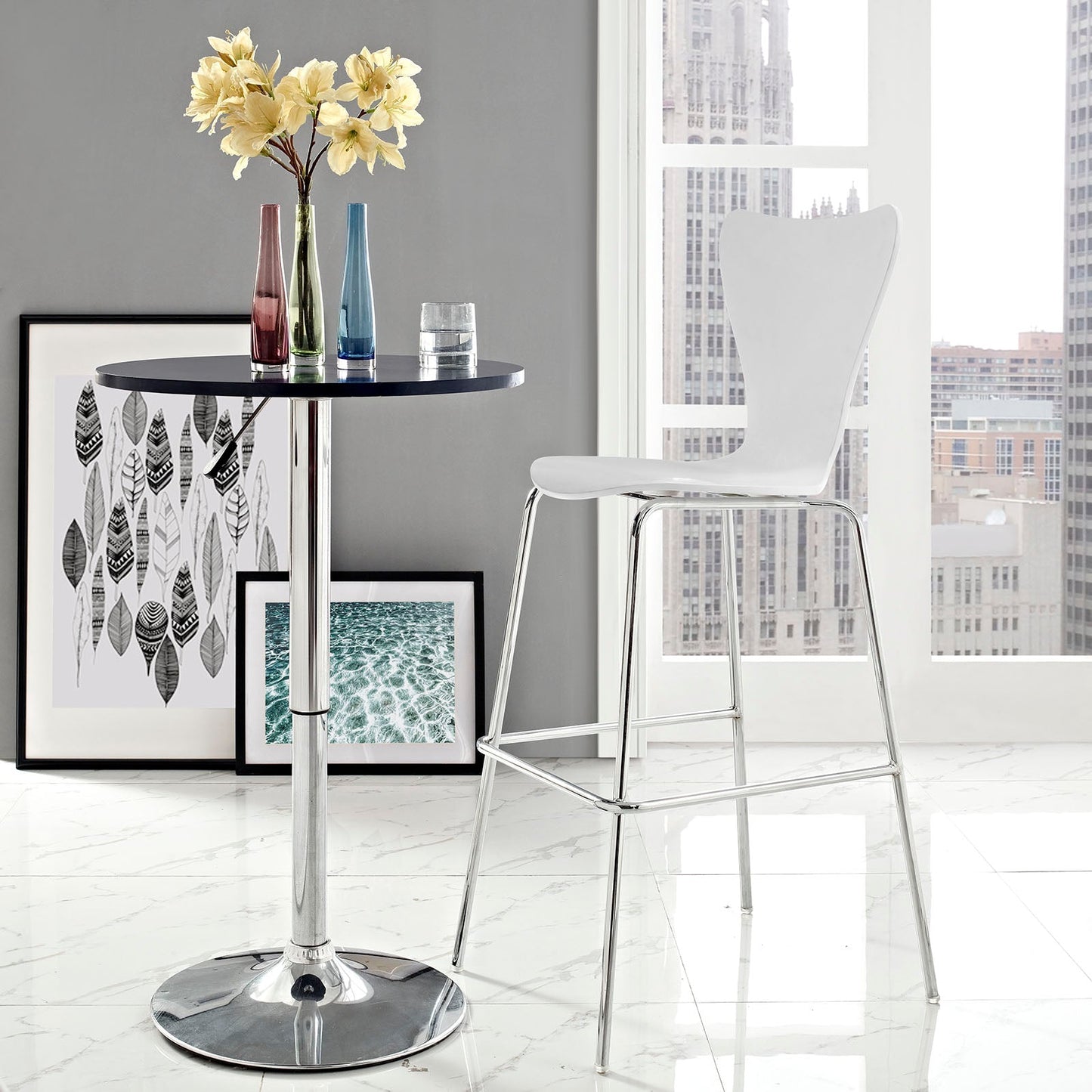 Ernie Wood Bar Stool White EEI-538-WHI