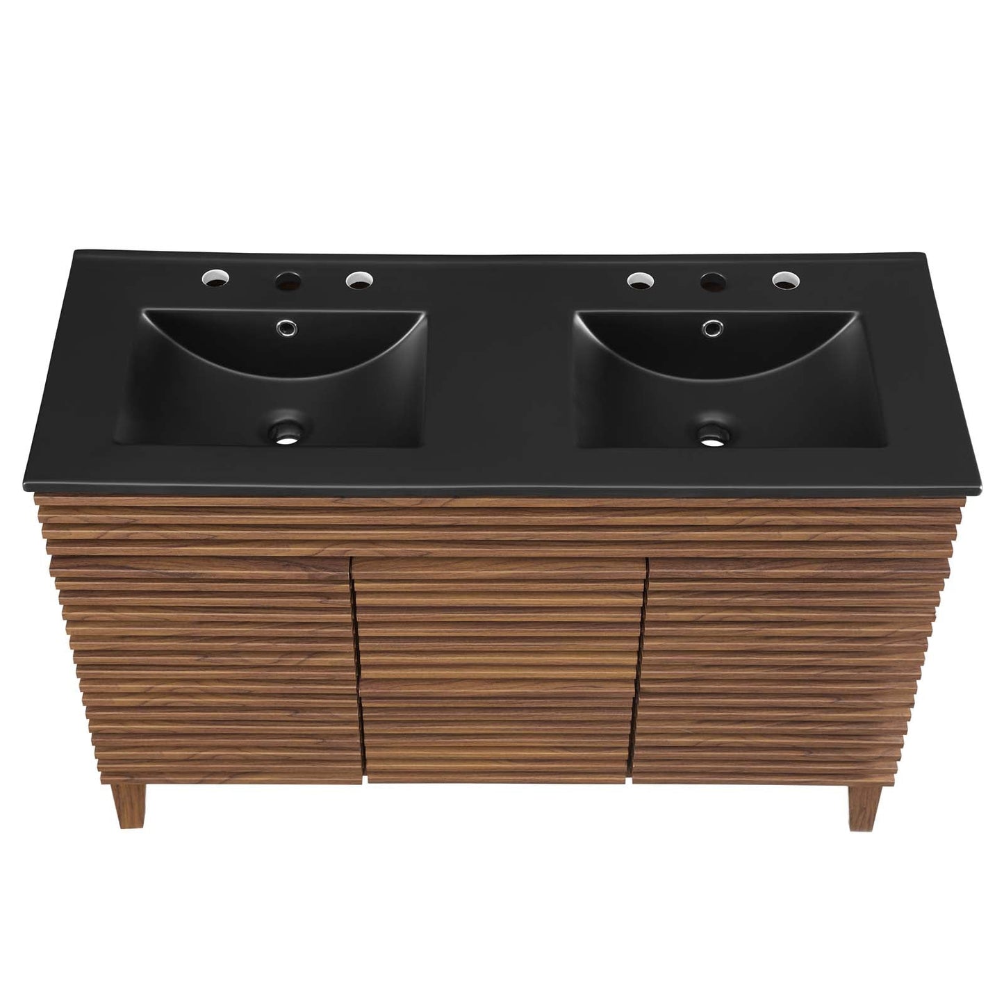 Render 48" Double Sink Bathroom Vanity Walnut Black EEI-5381-WAL-BLK