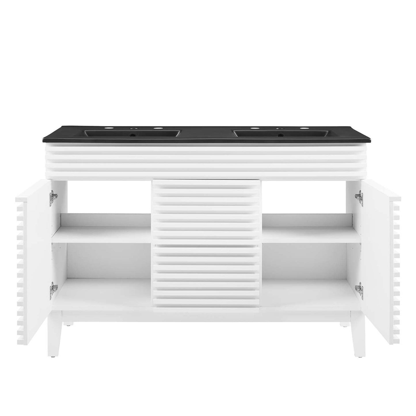 Render 48" Double Sink Bathroom Vanity White Black EEI-5381-WHI-BLK