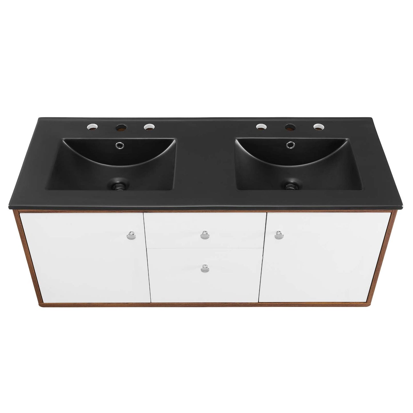 Transmit 48" Wall-Mount Bathroom Vanity Walnut Black EEI-5382-WAL-BLK