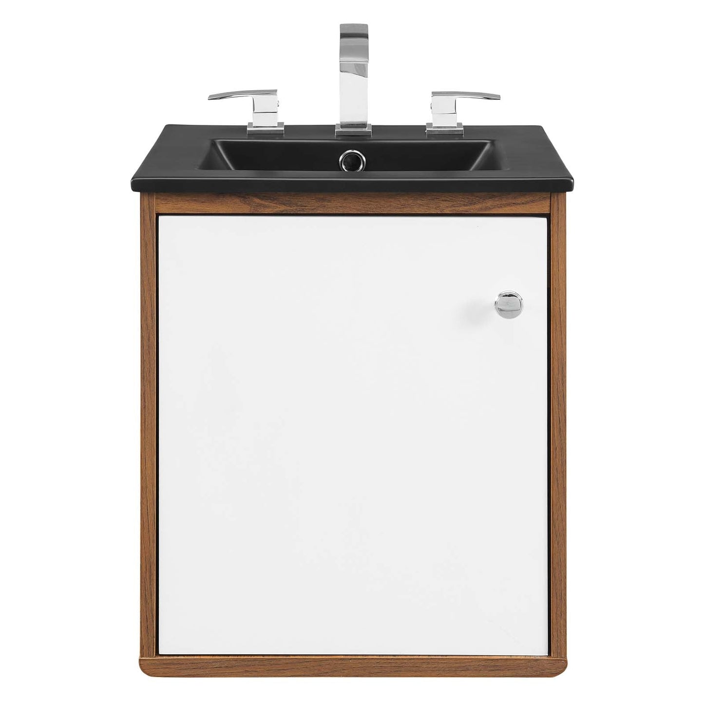 Transmit 18" Wall-Mount Bathroom Vanity Walnut Black EEI-5388-WAL-BLK