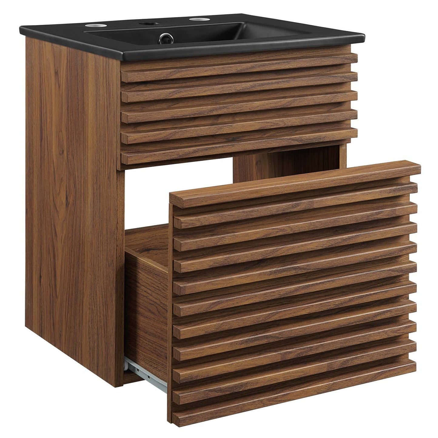 Render 18" Wall-Mount Bathroom Vanity Walnut Black EEI-5390-WAL-BLK