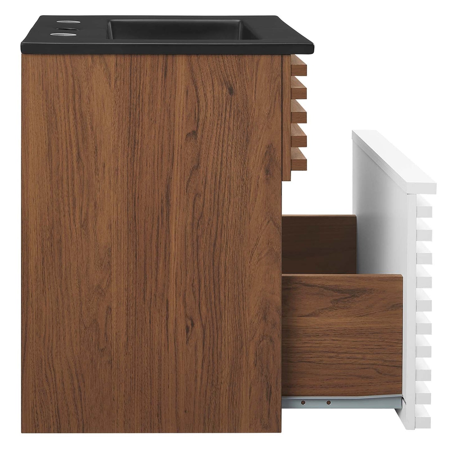 Render 18" Wall-Mount Bathroom Vanity White Walnut Black EEI-5390-WHI-WAL-BLK