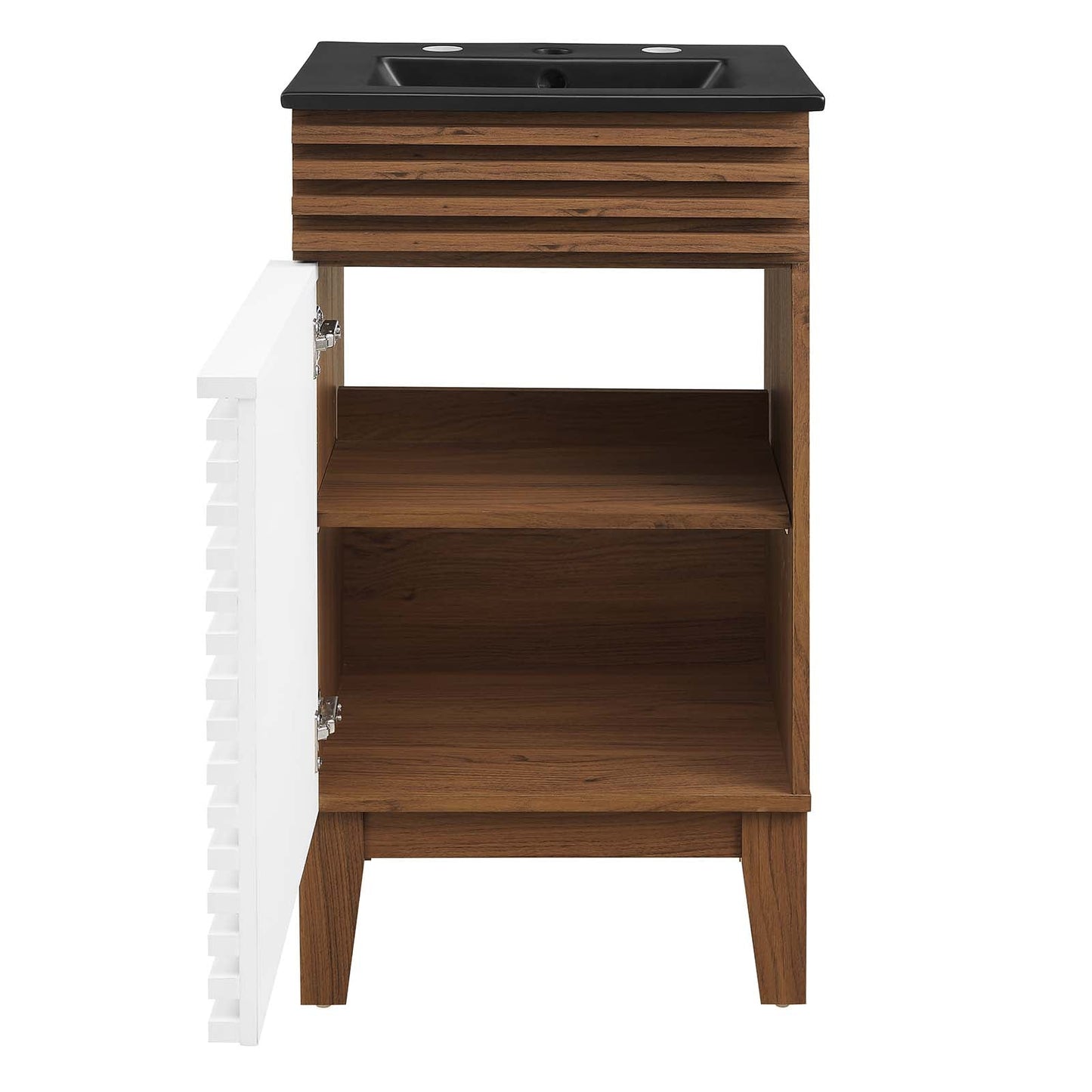 Render 18" Bathroom Vanity White Walnut Black EEI-5391-WHI-WAL-BLK