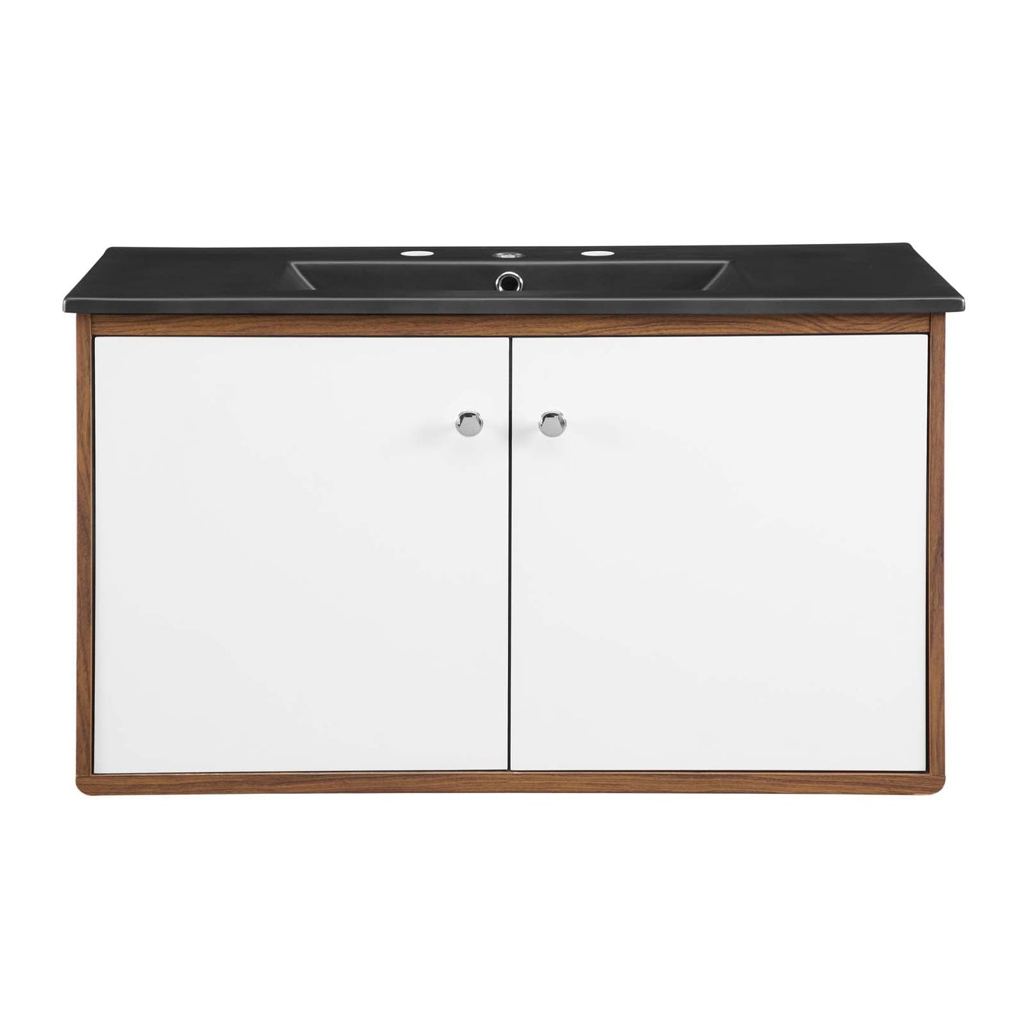 Transmit 36" Wall-Mount Bathroom Vanity Walnut Black EEI-5393-WAL-BLK