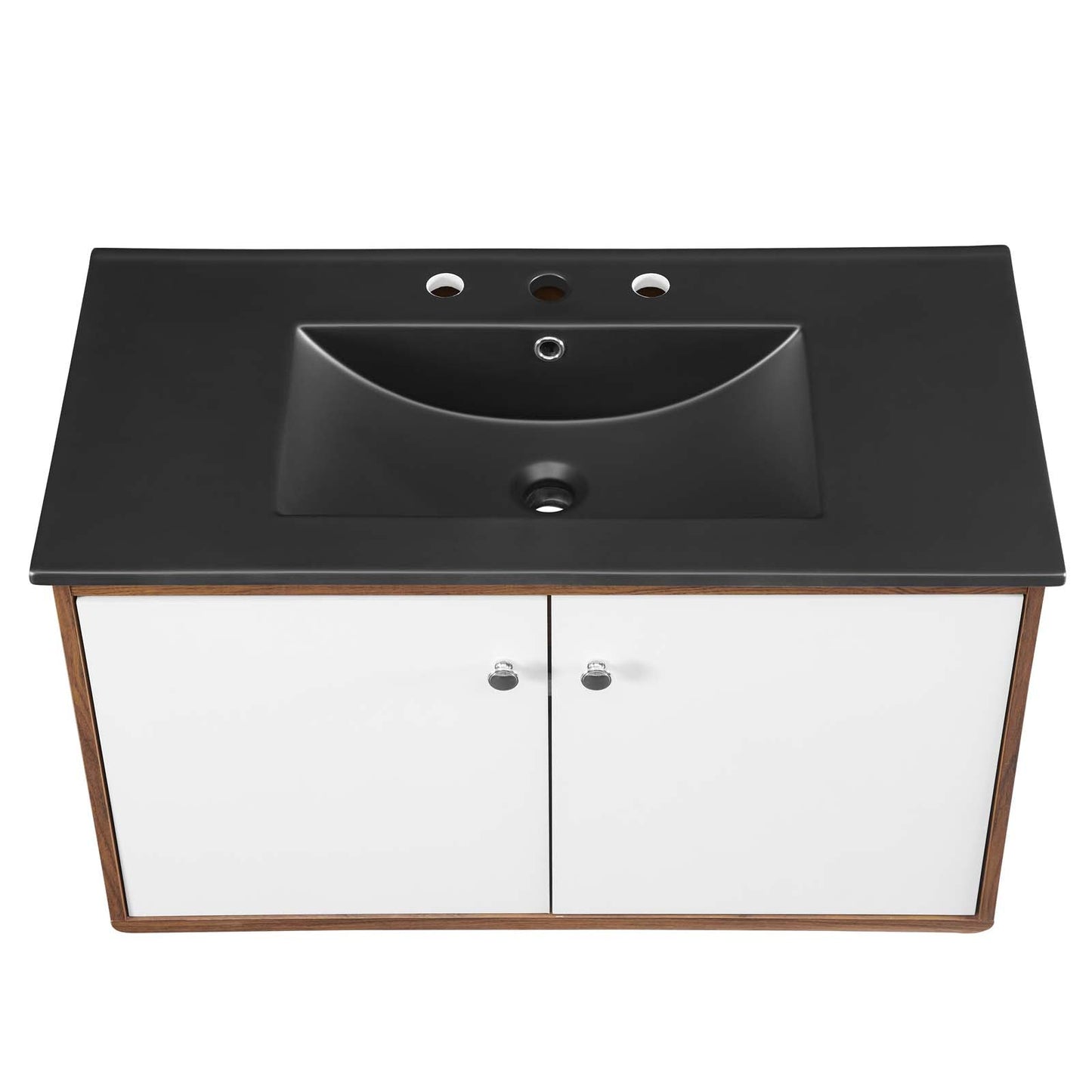 Transmit 36" Wall-Mount Bathroom Vanity Walnut Black EEI-5393-WAL-BLK