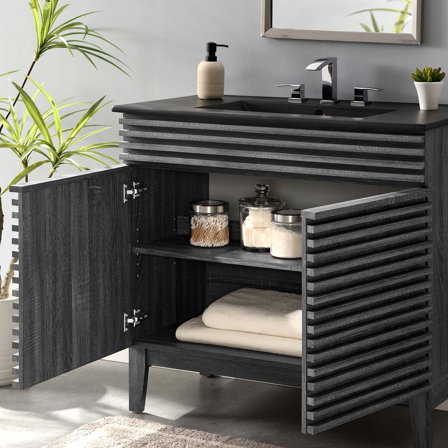 Render 36" Bathroom Vanity Charcoal Black EEI-5396-CHA-BLK