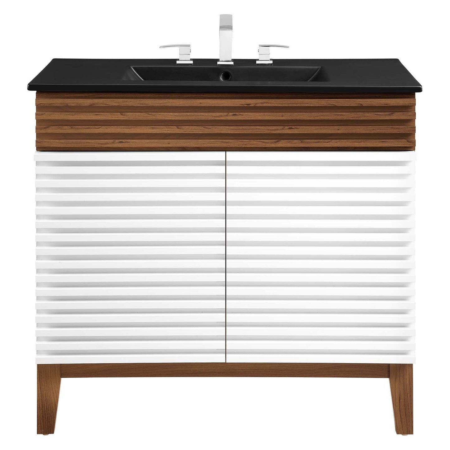 Render 36" Bathroom Vanity White Walnut Black EEI-5396-WHI-WAL-BLK