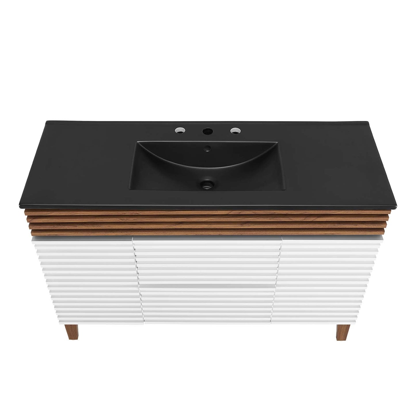 Render 48" Single Sink Bathroom Vanity White Walnut Black EEI-5398-WHI-WAL-BLK