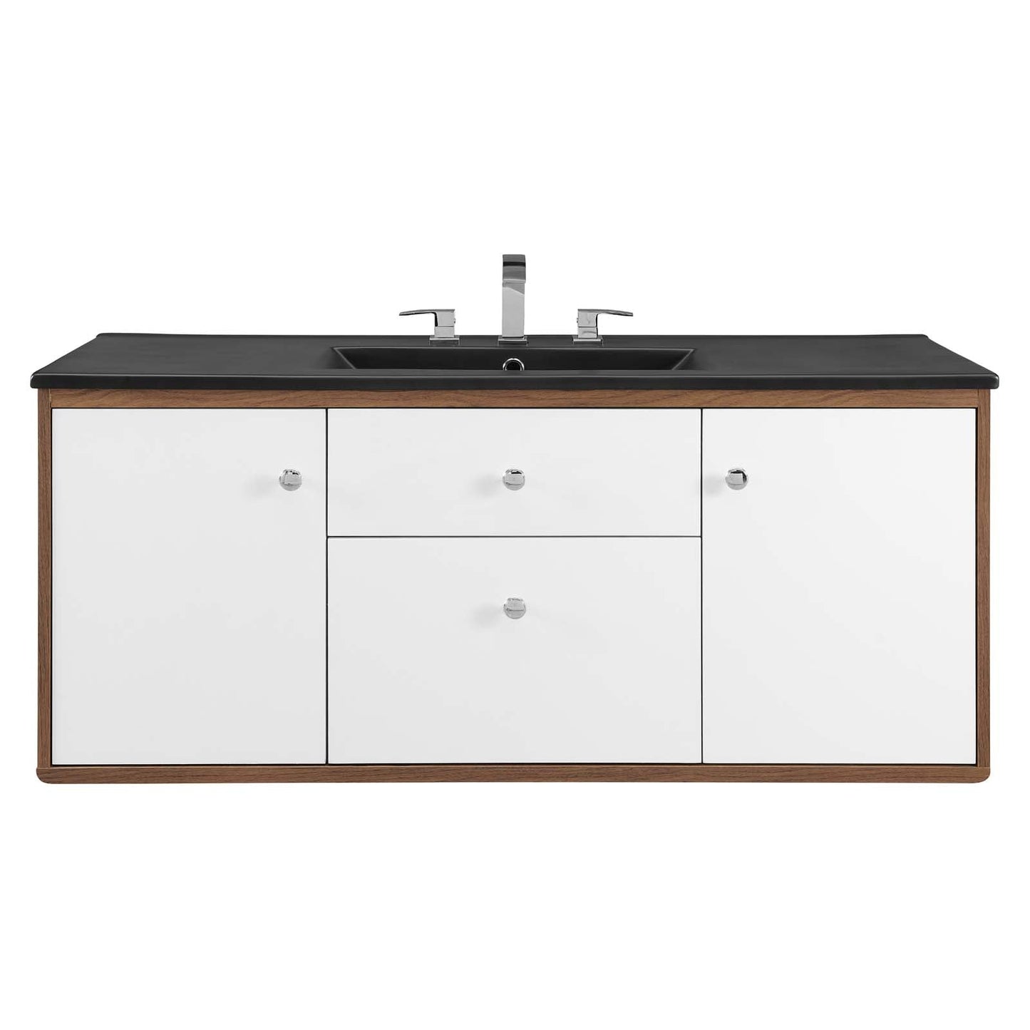 Transmit 48" Wall-Mount Bathroom Vanity Walnut Black EEI-5399-WAL-BLK