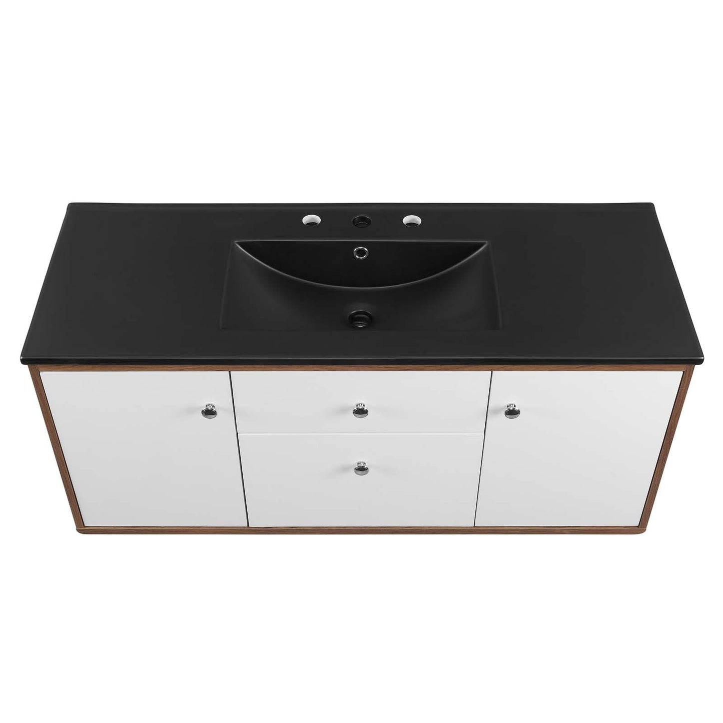 Transmit 48" Wall-Mount Bathroom Vanity Walnut Black EEI-5399-WAL-BLK