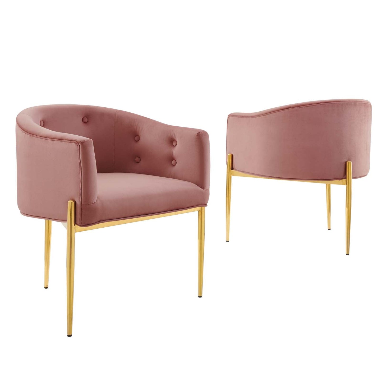 Savour Tufted Performance Velvet Accent Chairs - Set of 2 Dusty Rose EEI-5415-DUS