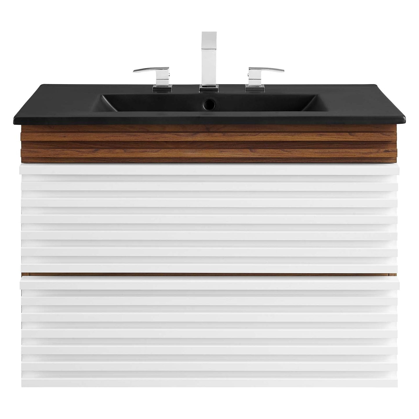 Render 30" Wall-Mount Bathroom Vanity White Walnut Black EEI-5417-WHI-WAL-BLK