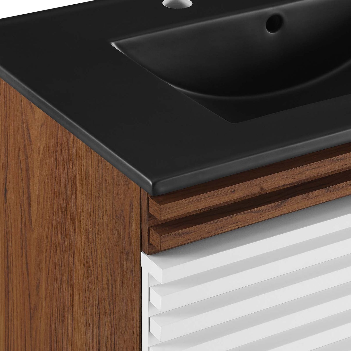 Render 30" Wall-Mount Bathroom Vanity White Walnut Black EEI-5417-WHI-WAL-BLK