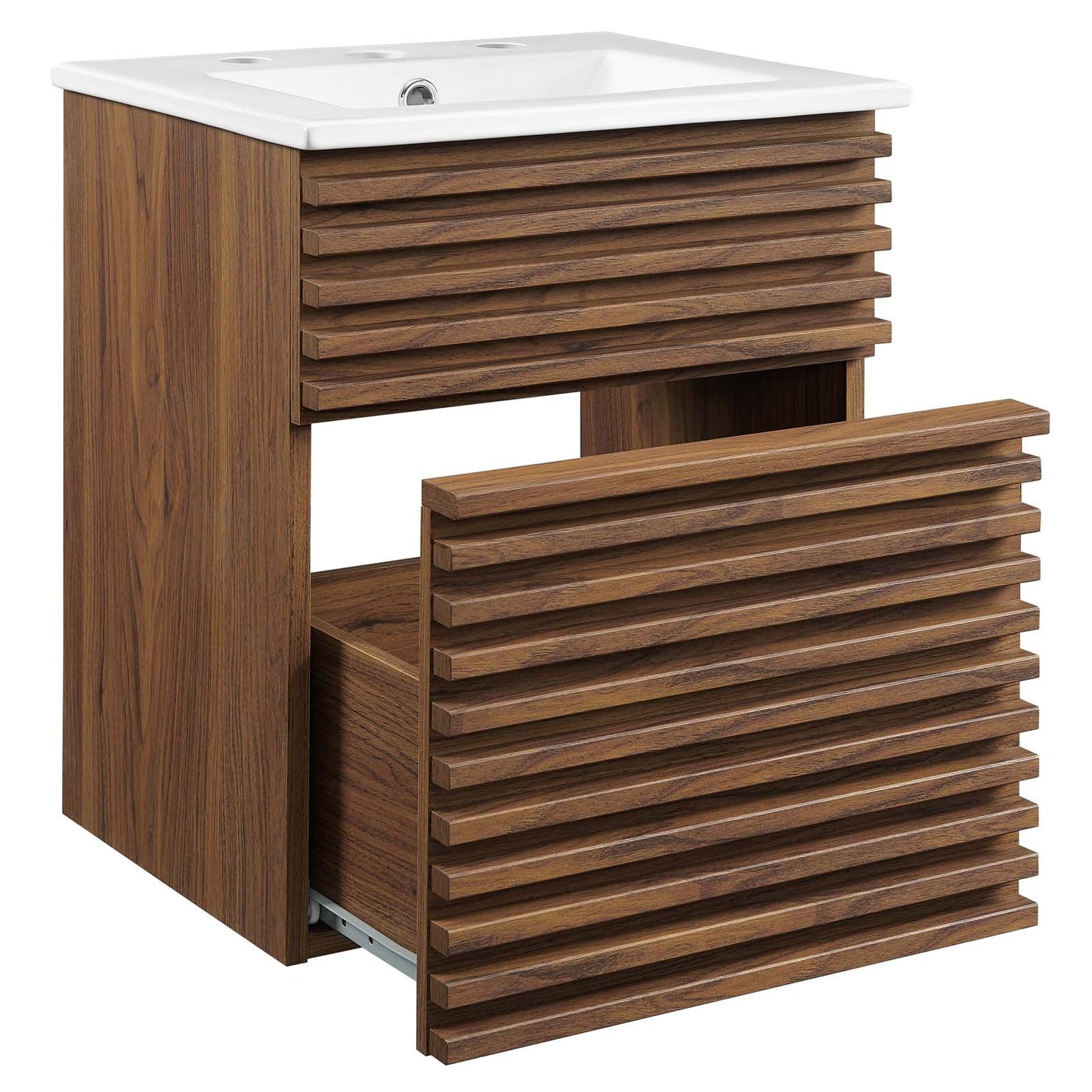 Render 18" Wall-Mount Bathroom Vanity Walnut White EEI-5419-WAL-WHI