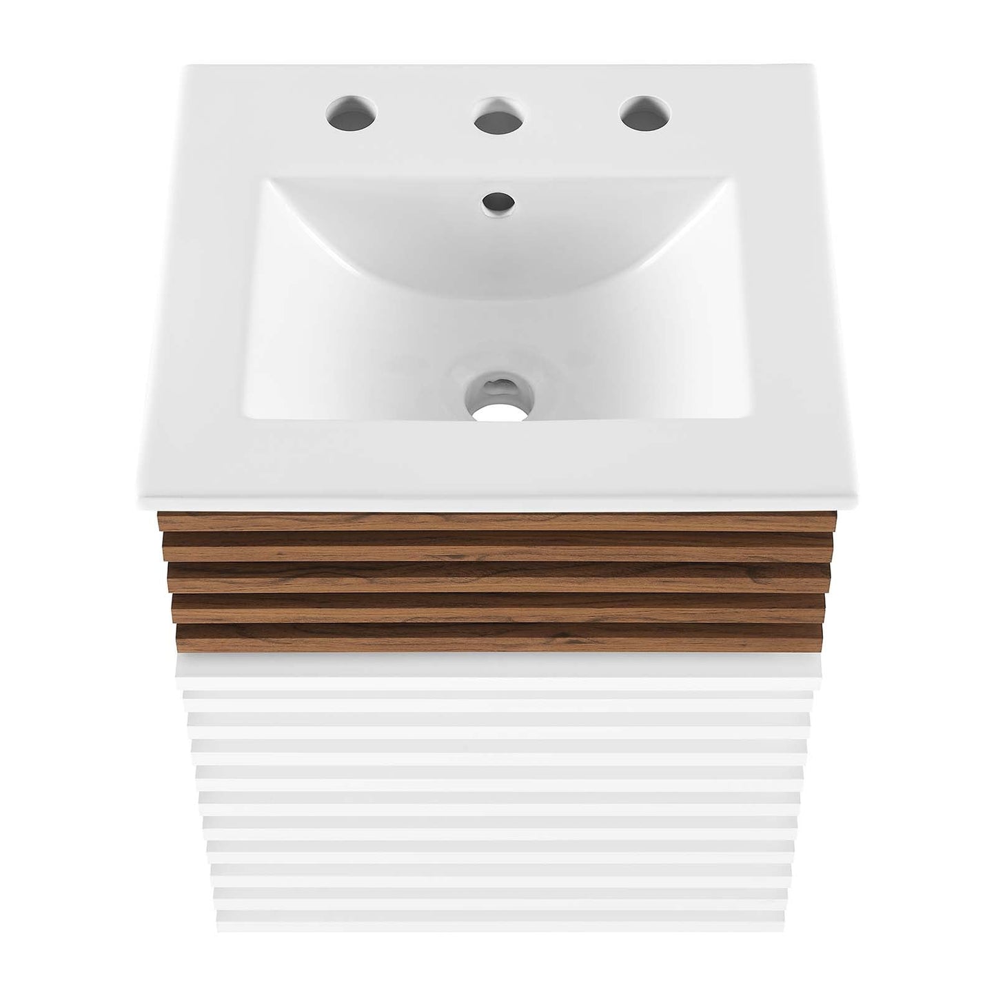 Render 18" Wall-Mount Bathroom Vanity White Walnut White EEI-5419-WHI-WAL-WHI