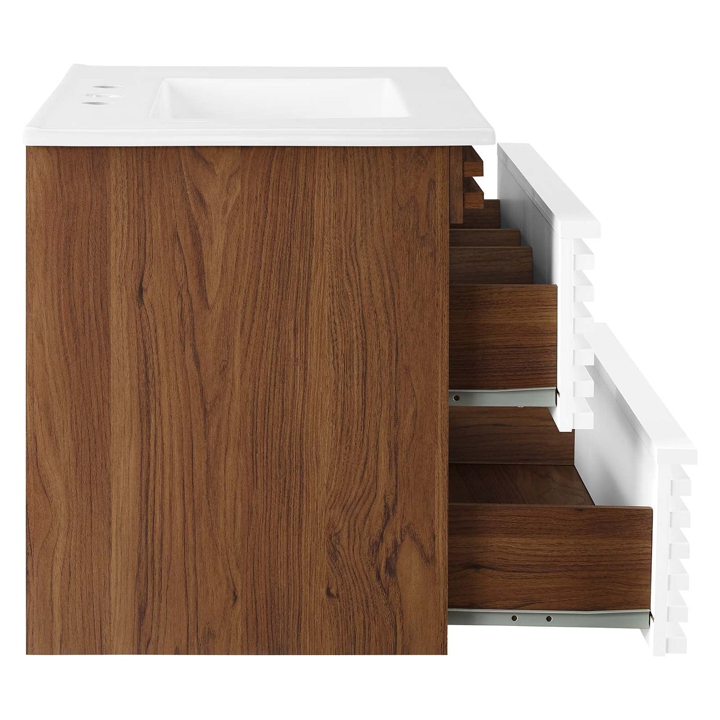 Render 30" Wall-Mount Bathroom Vanity White Walnut White EEI-5421-WHI-WAL-WHI