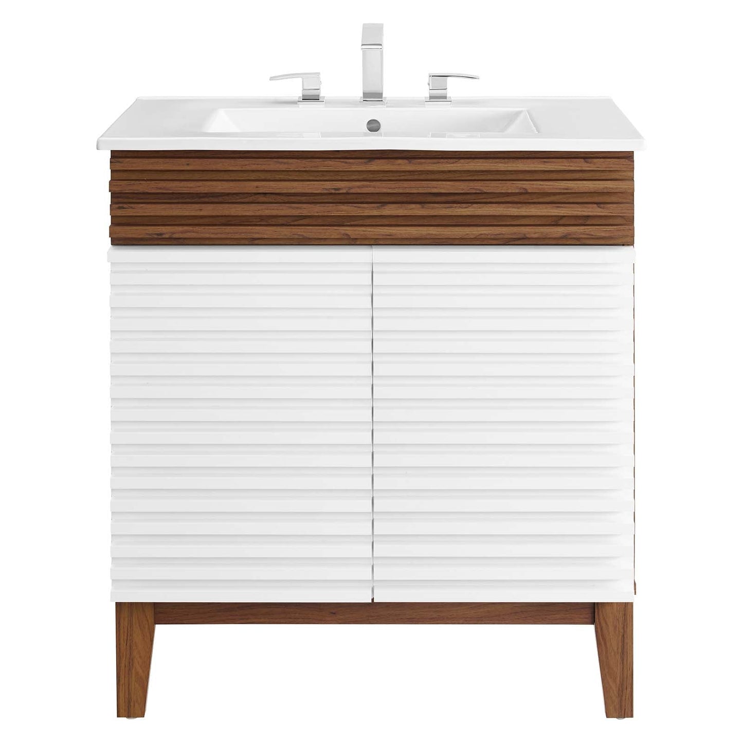 Render 30" Bathroom Vanity Cabinet White Walnut White EEI-5422-WHI-WAL-WHI