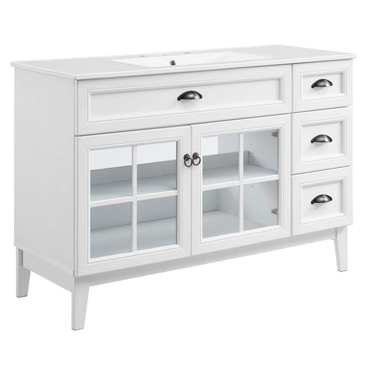 Isle 48" Bathroom Vanity Cabinet White White EEI-5427-WHI-WHI