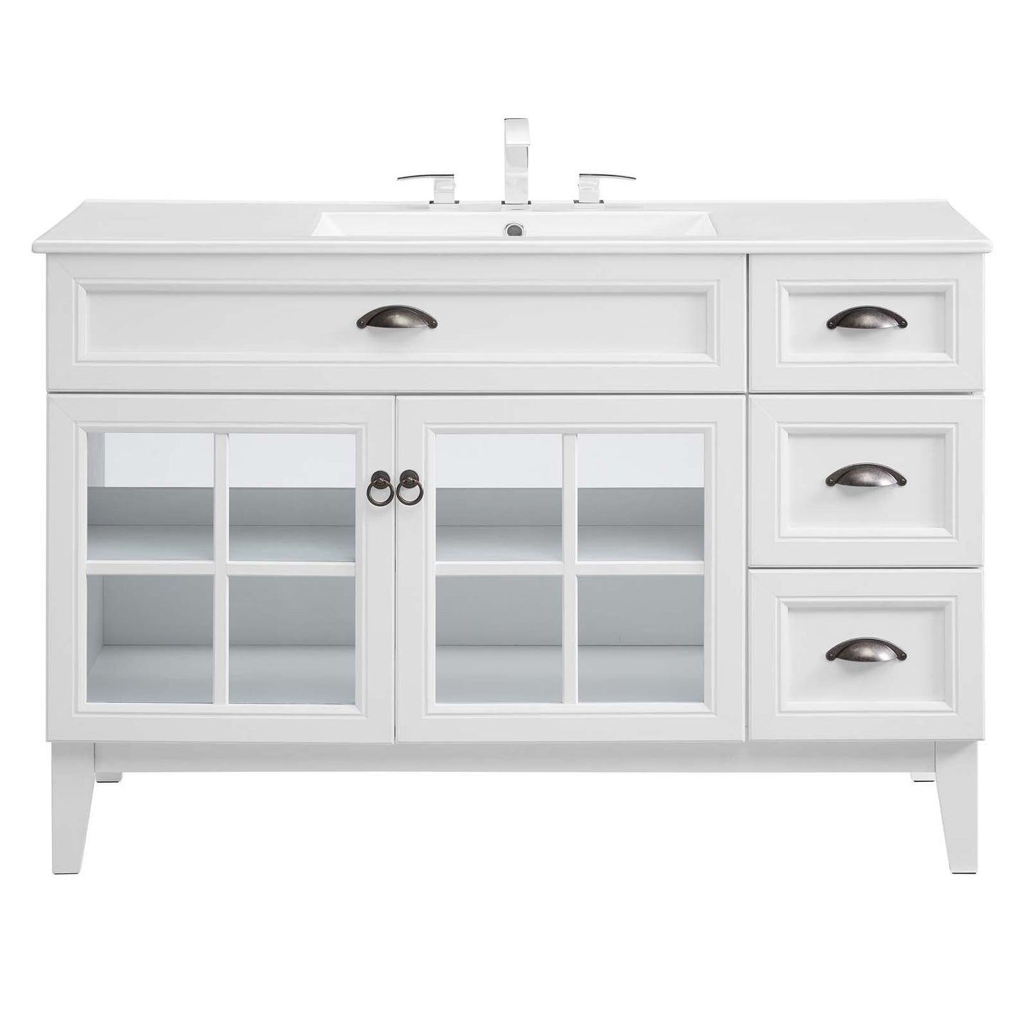 Isle 48" Bathroom Vanity Cabinet White White EEI-5427-WHI-WHI