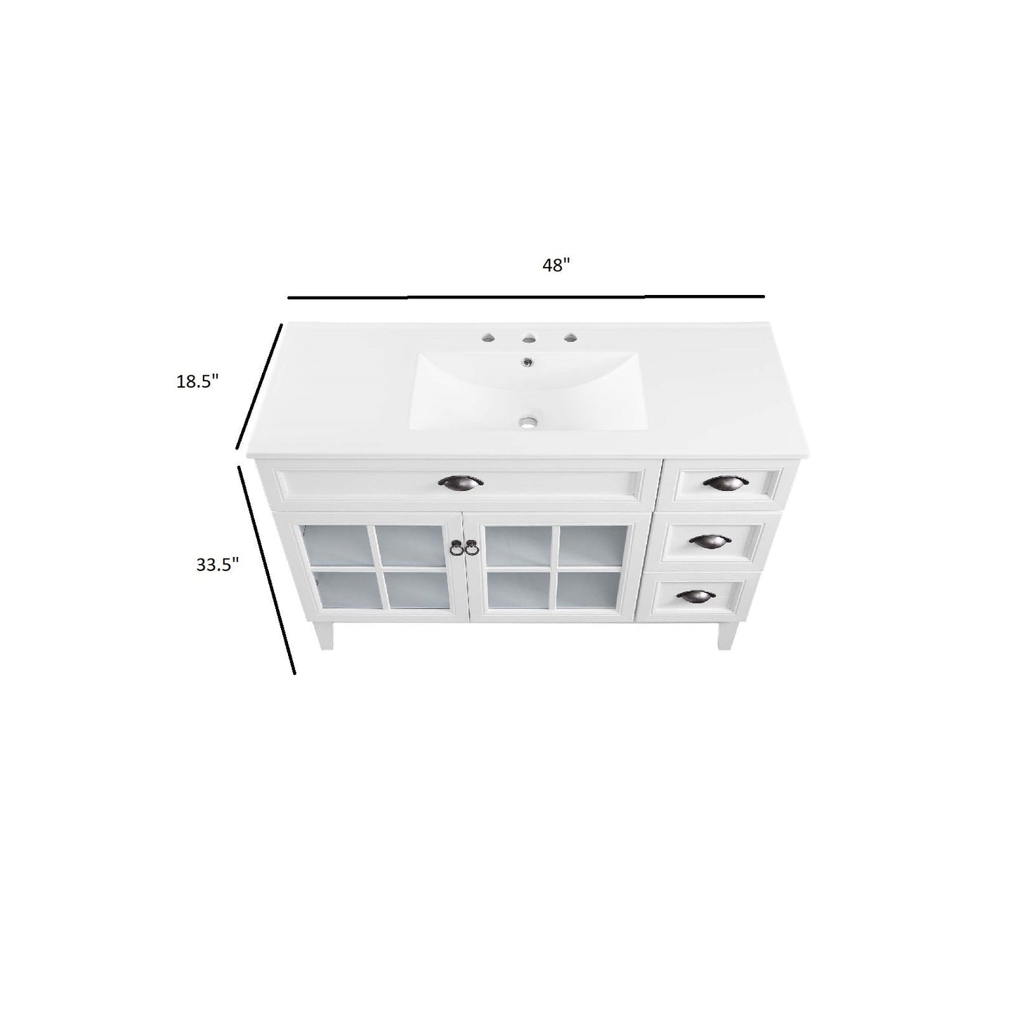 Isle 48" Bathroom Vanity Cabinet White White EEI-5427-WHI-WHI