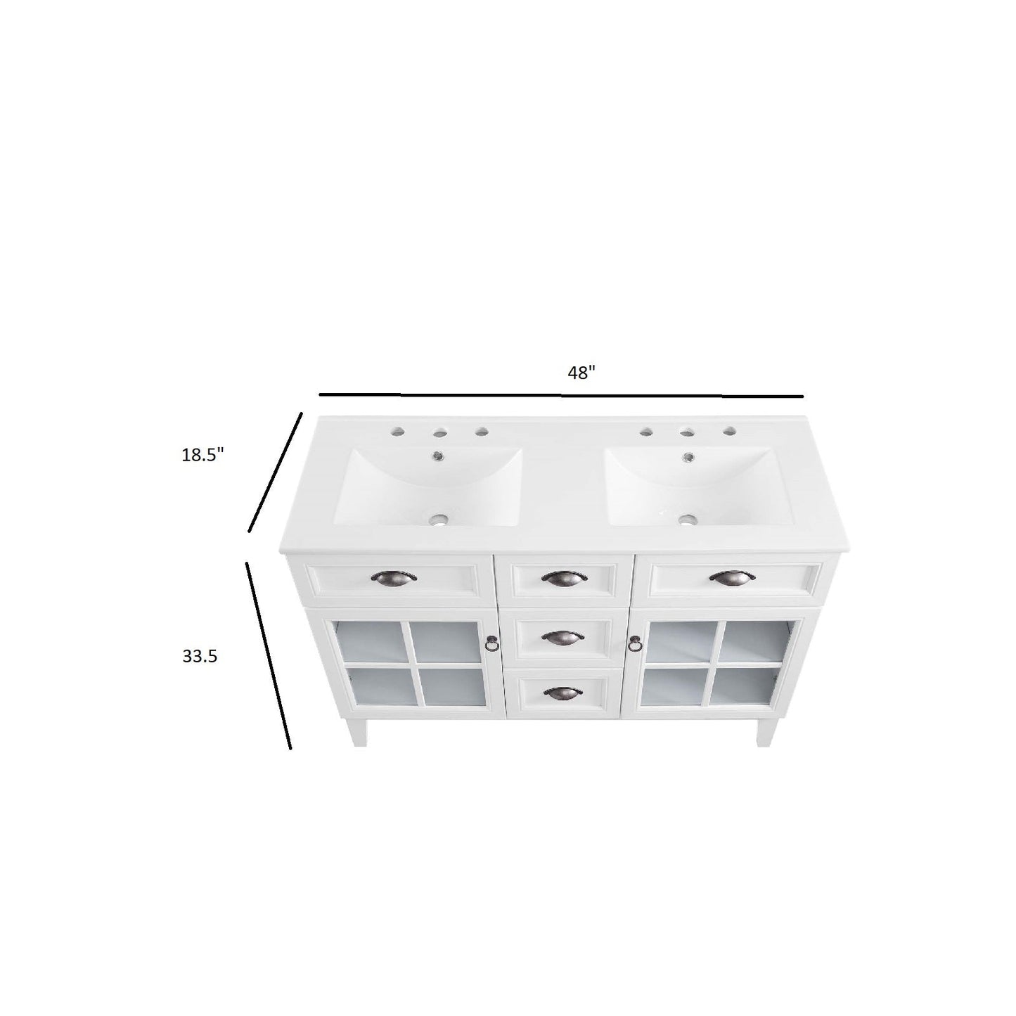 Isle 48" Double Bathroom Vanity Cabinet White White EEI-5428-WHI-WHI