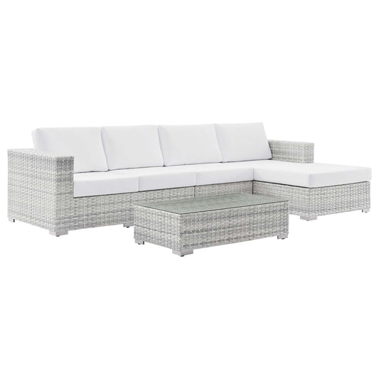 Convene 4-Piece Outdoor Patio Sectional Set Light Gray White EEI-5445-LGR-WHI