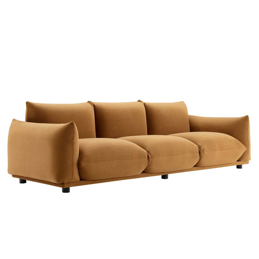 Copious Performance Velvet Sofa Cognac EEI-5470-COG