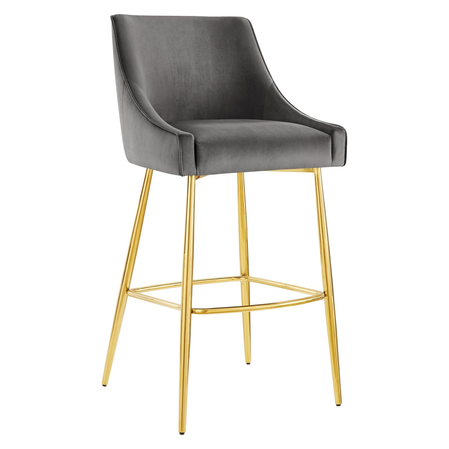 Discern Performance Velvet Bar Stool Gray EEI-5473-GRY