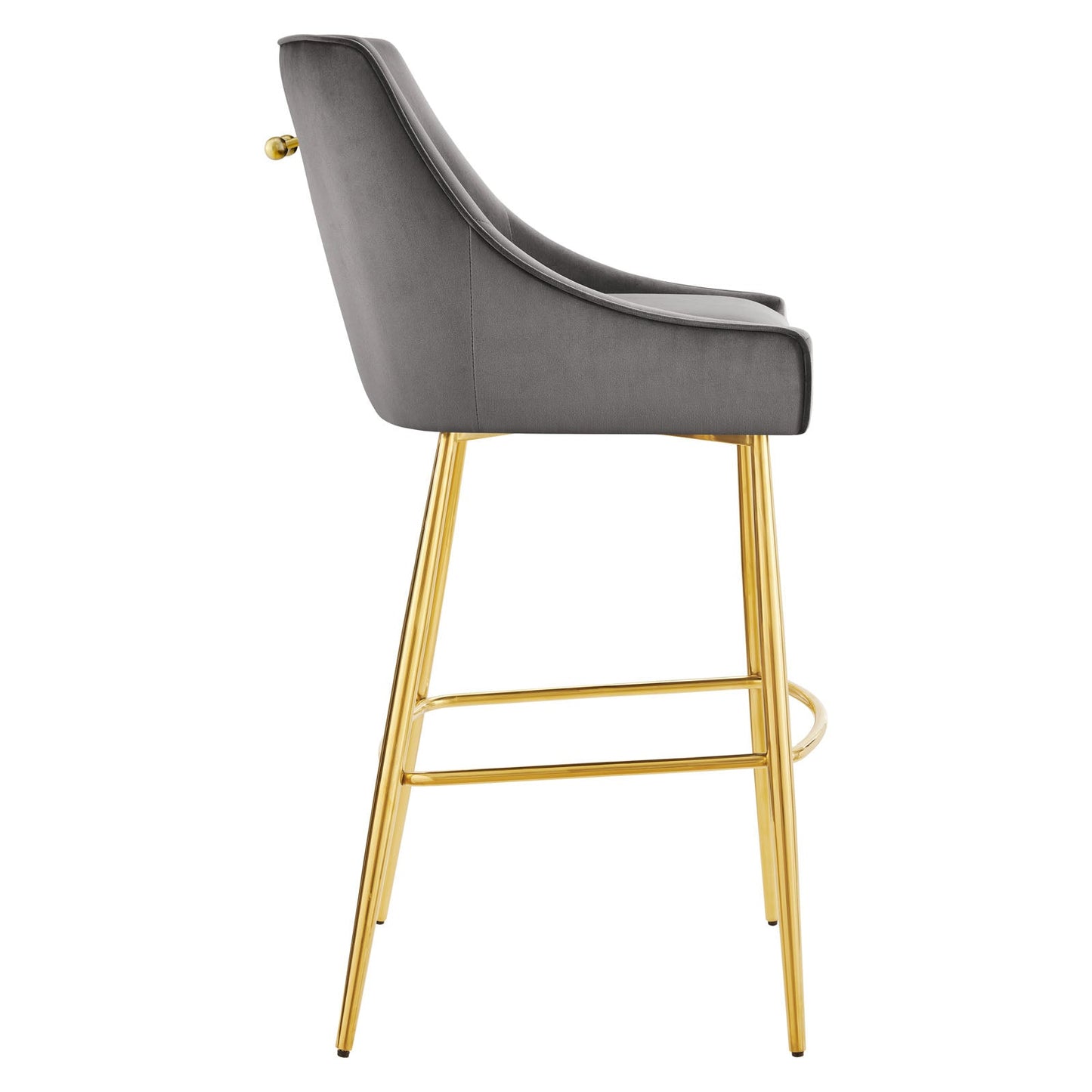 Discern Performance Velvet Bar Stool Gray EEI-5473-GRY