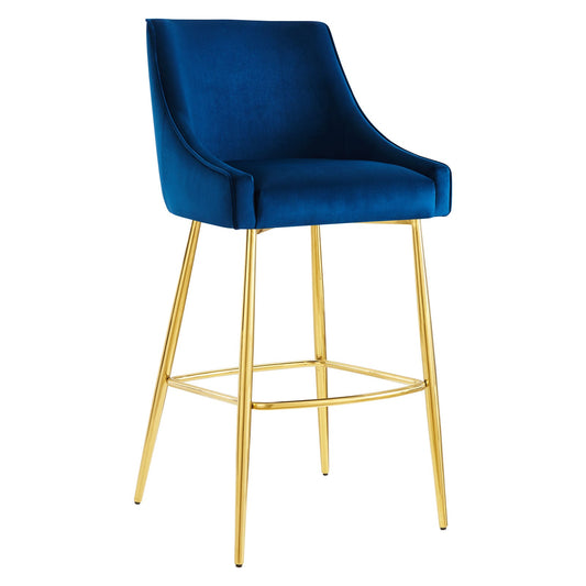 Discern Performance Velvet Bar Stool Navy EEI-5473-NAV