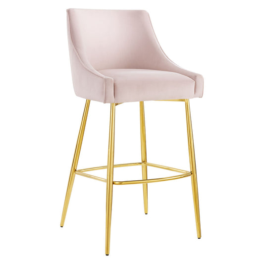 Discern Performance Velvet Bar Stool Pink EEI-5473-PNK