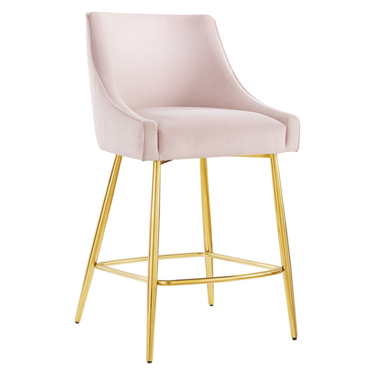 Discern Performance Velvet Counter Stool Pink EEI-5474-PNK