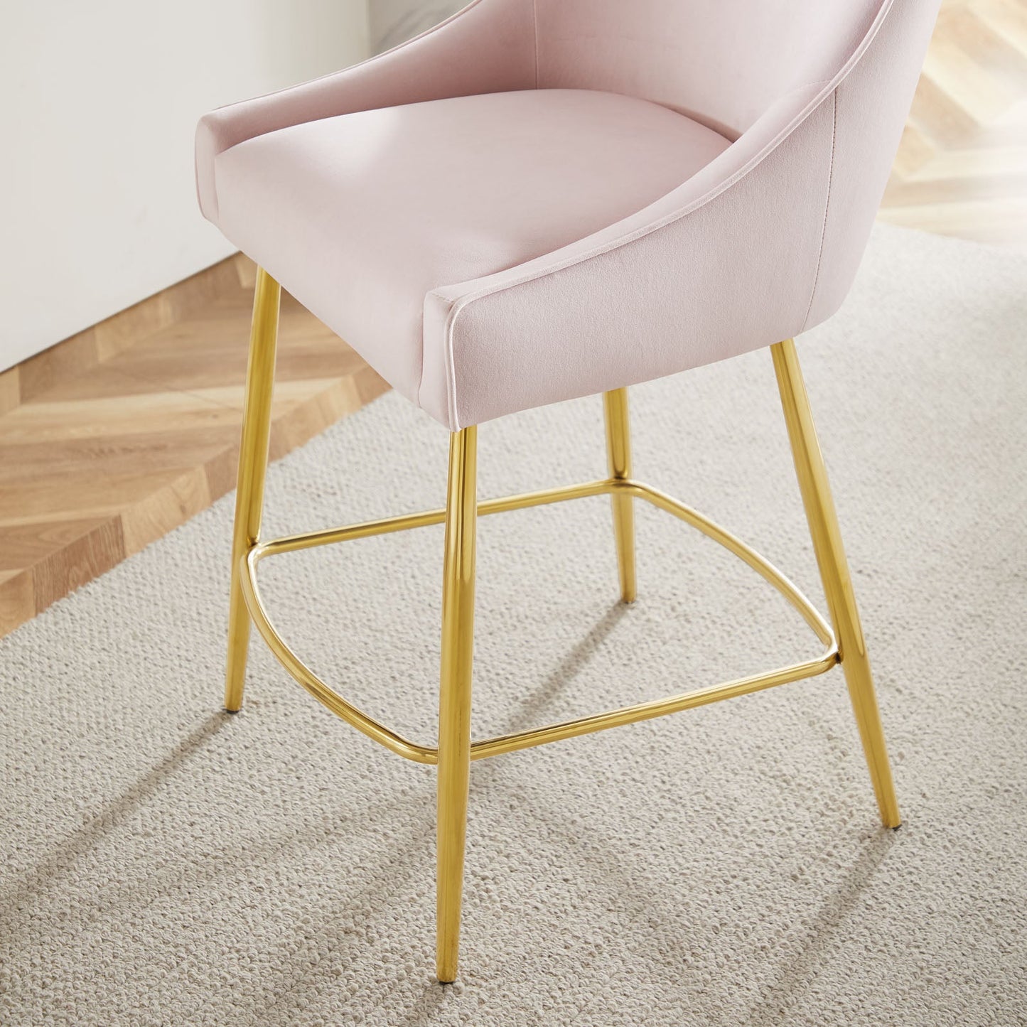 Discern Performance Velvet Counter Stool Pink EEI-5474-PNK