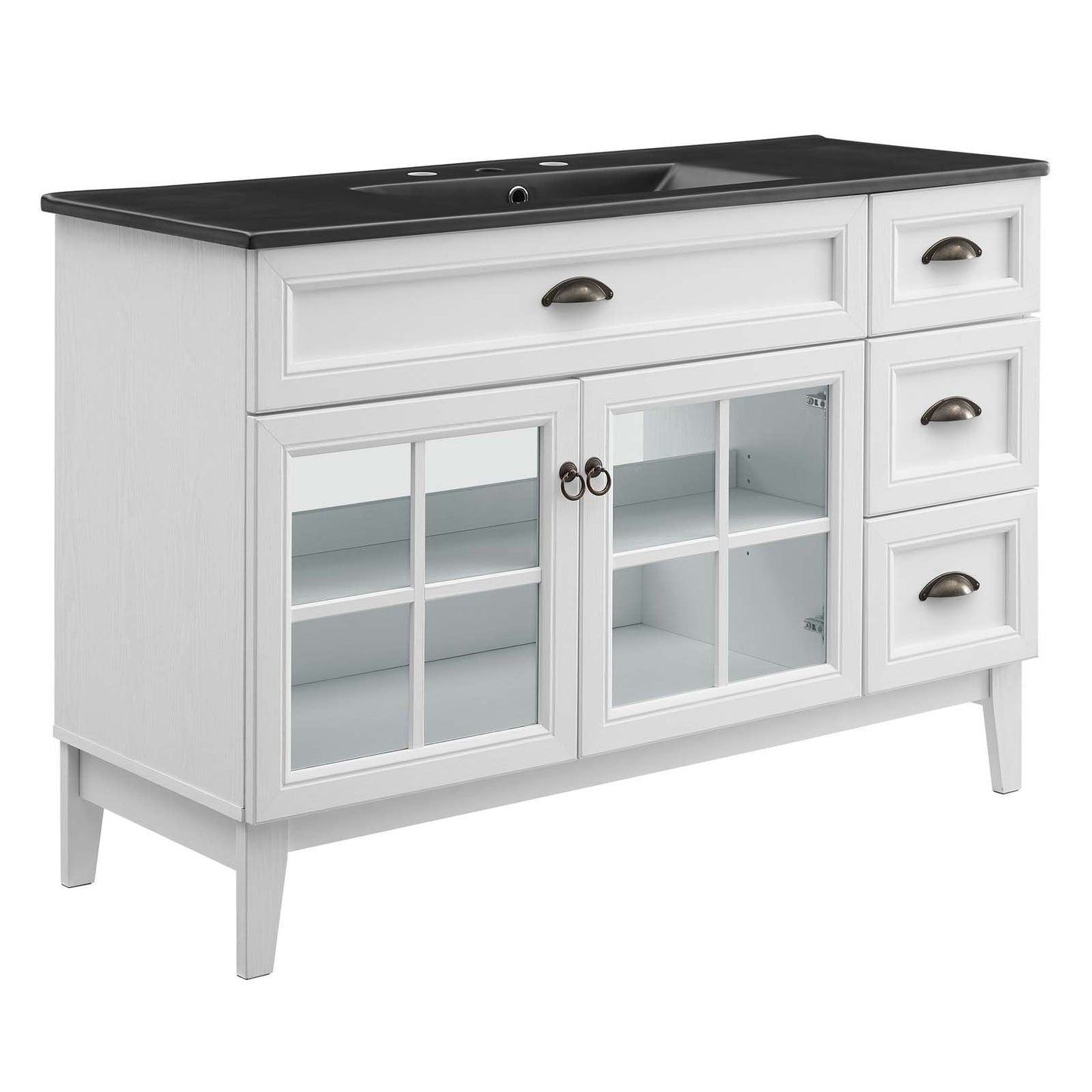 Isle 48" Bathroom Vanity Cabinet White Black EEI-5479-WHI-BLK