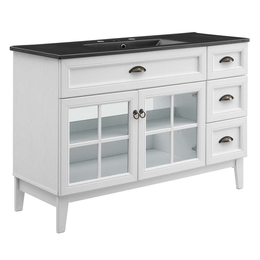 Isle 48" Bathroom Vanity Cabinet White Black EEI-5479-WHI-BLK