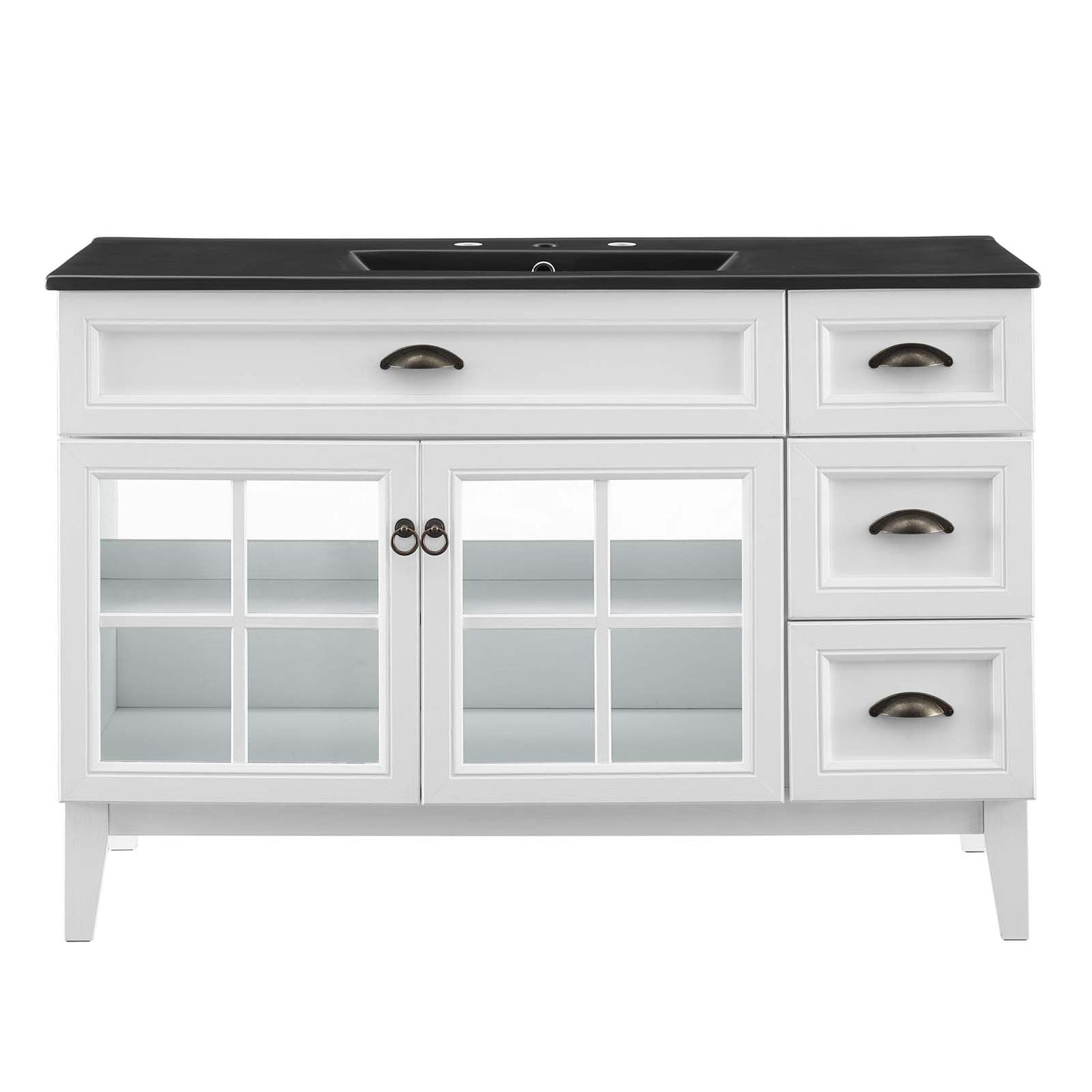 Isle 48" Bathroom Vanity Cabinet White Black EEI-5479-WHI-BLK