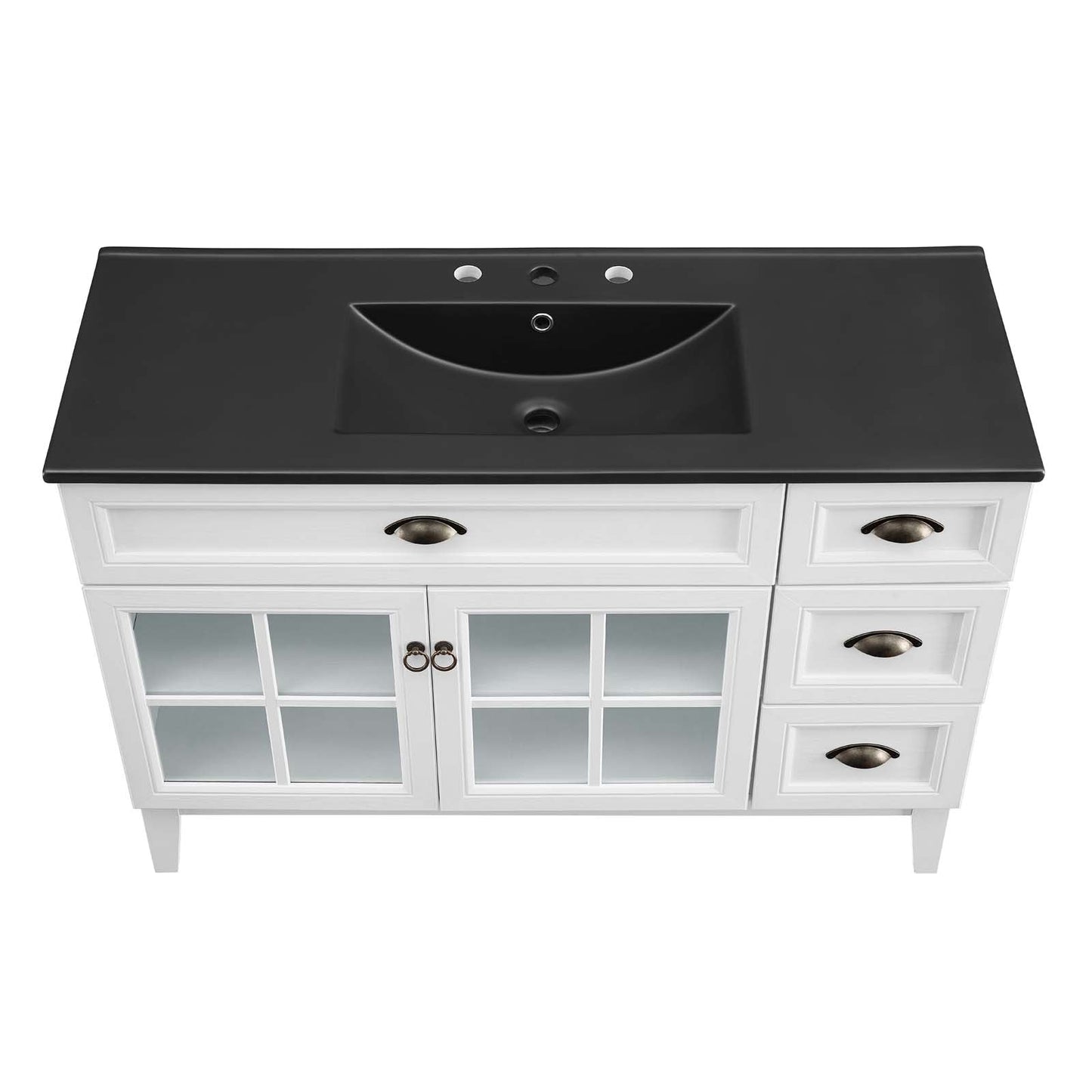 Isle 48" Bathroom Vanity Cabinet White Black EEI-5479-WHI-BLK