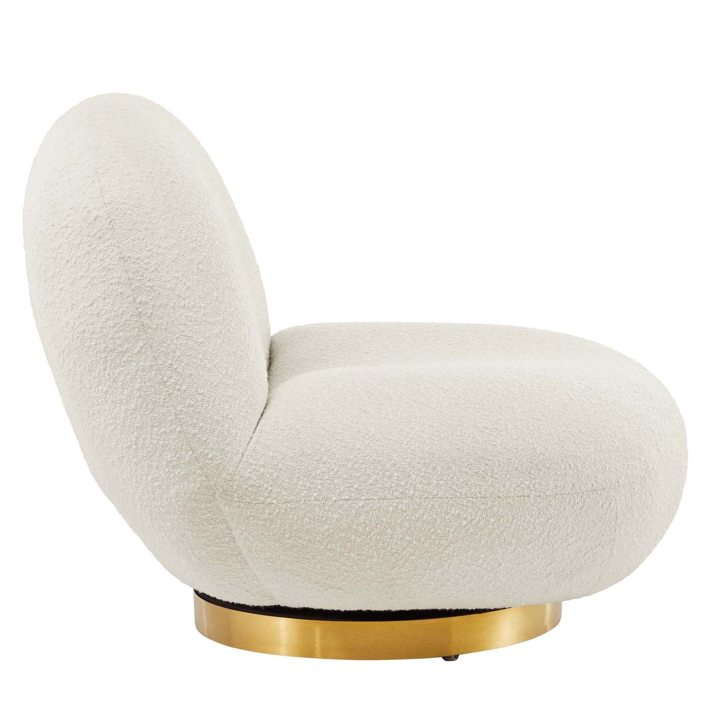 Kindred Boucle Upholstered Upholstered Fabric Swivel Chair Gold Ivory EEI-5485-GLD-IVO