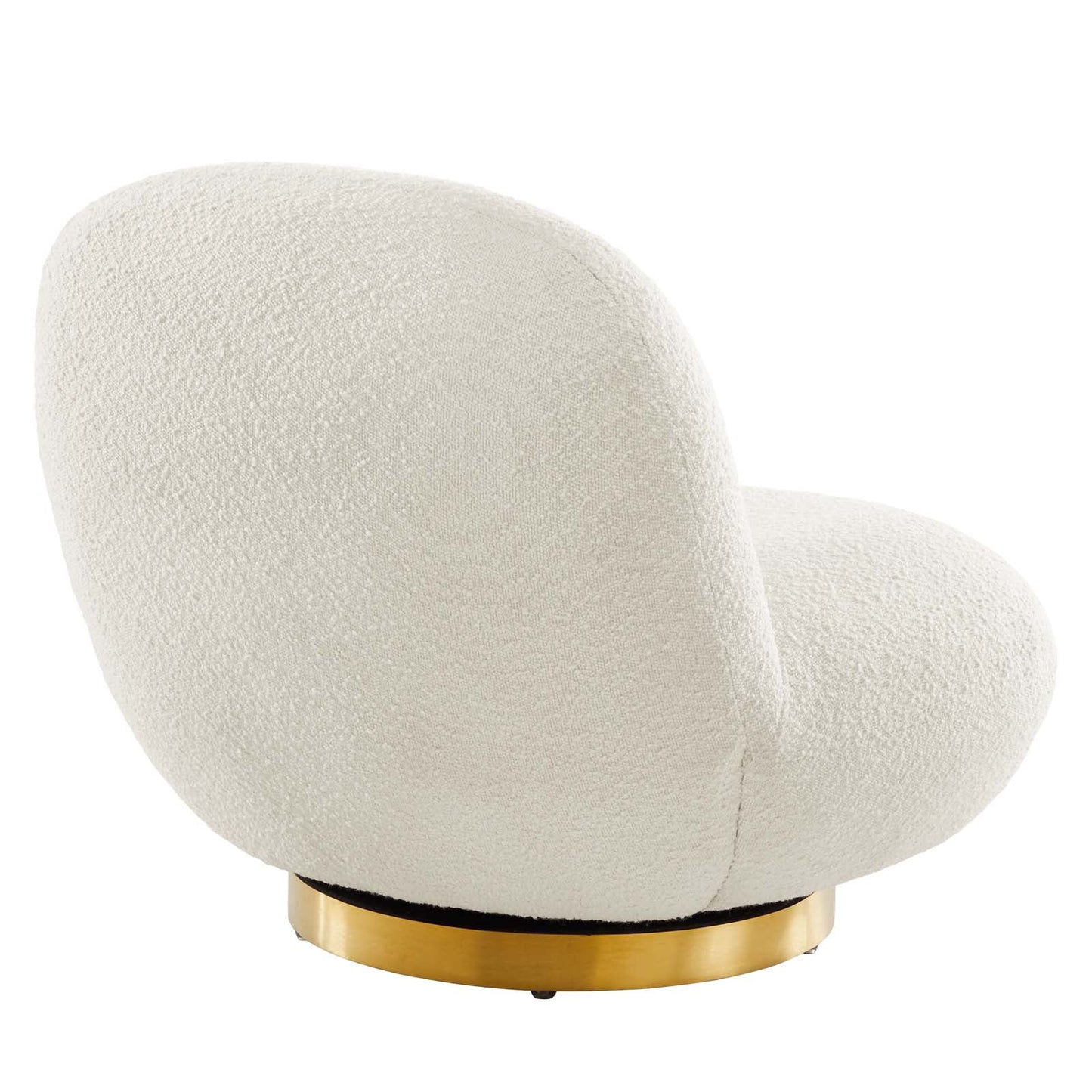 Kindred Boucle Upholstered Upholstered Fabric Swivel Chair Gold Ivory EEI-5485-GLD-IVO