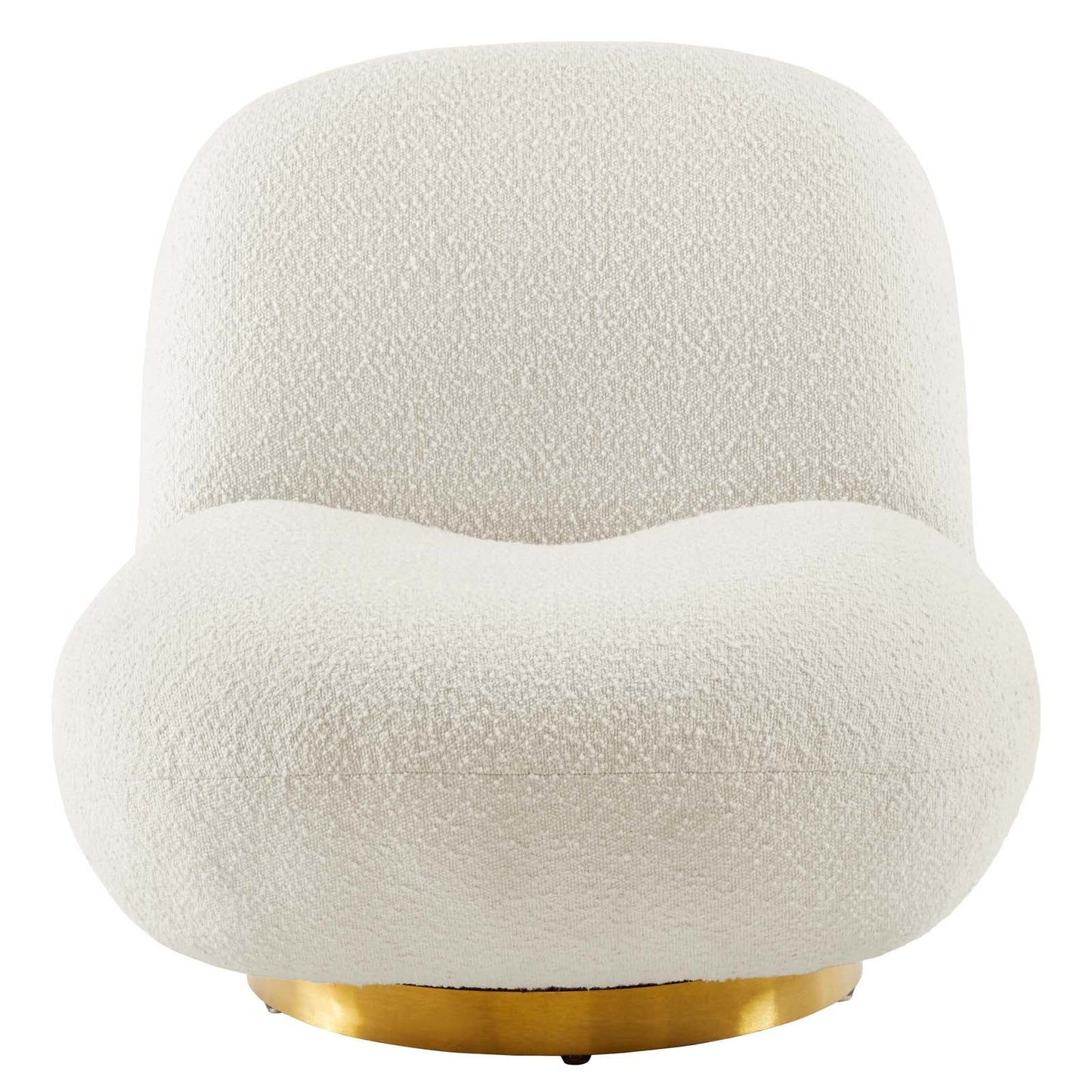 Kindred Boucle Upholstered Upholstered Fabric Swivel Chair Gold Ivory EEI-5485-GLD-IVO