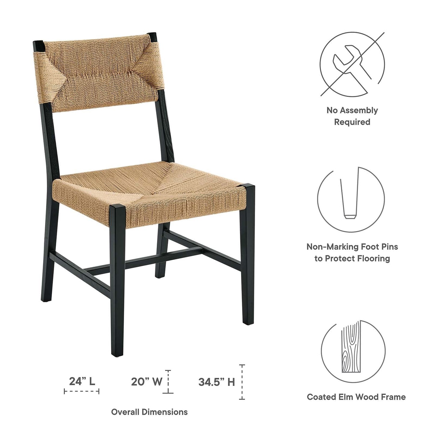 Bodie Wood Dining Chair Black Natural EEI-5489-BLK-NAT