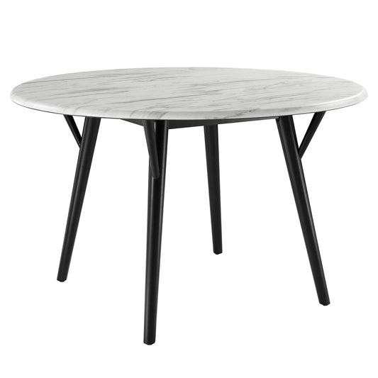 Gallant 50" Round Performance Artificial Marble Dining Table Black White EEI-5509-BLK-WHI