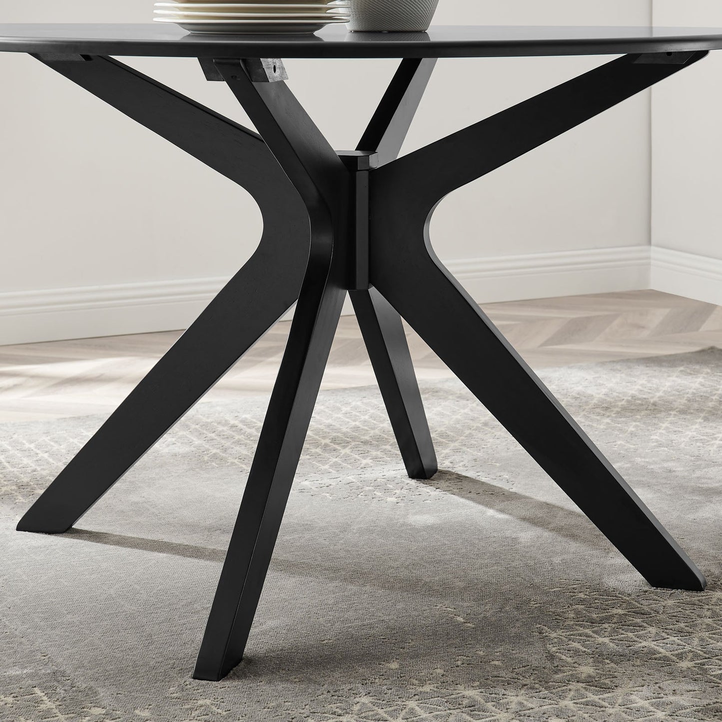 Traverse 47" Dining Table Black Black EEI-5510-BLK-BLK