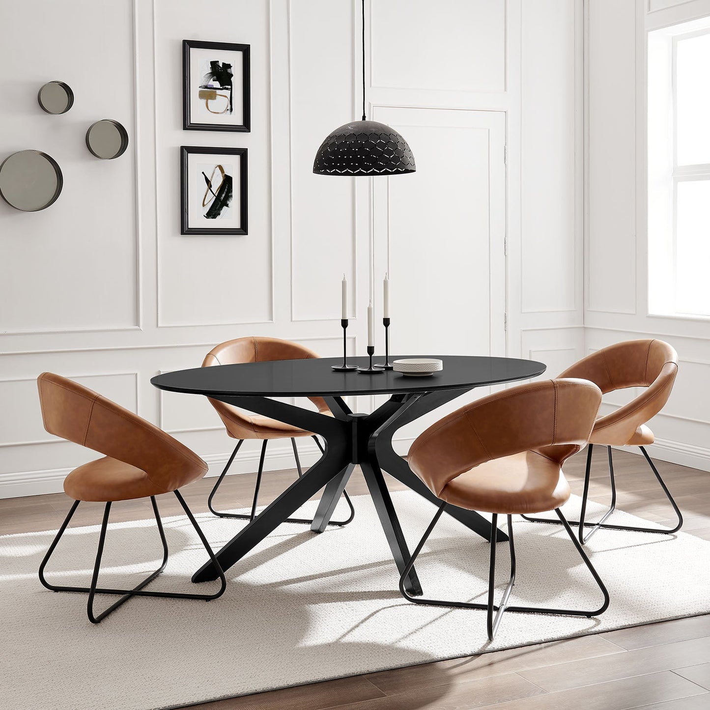 Traverse 63" Oval Dining Table Black Black EEI-5512-BLK-BLK