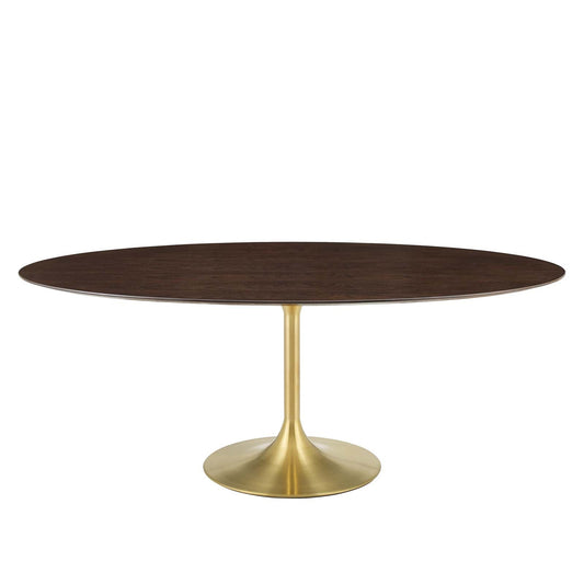 Lippa 78" Oval Wood Dining Table Gold Cherry Walnut EEI-5526-GLD-CHE