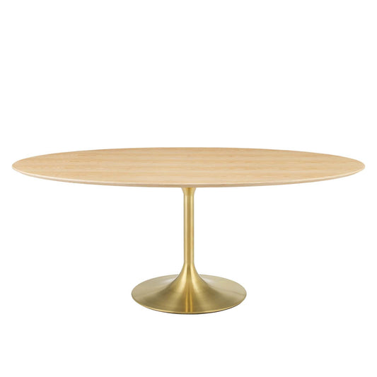 Lippa 78" Oval Wood Dining Table Gold Natural EEI-5527-GLD-NAT